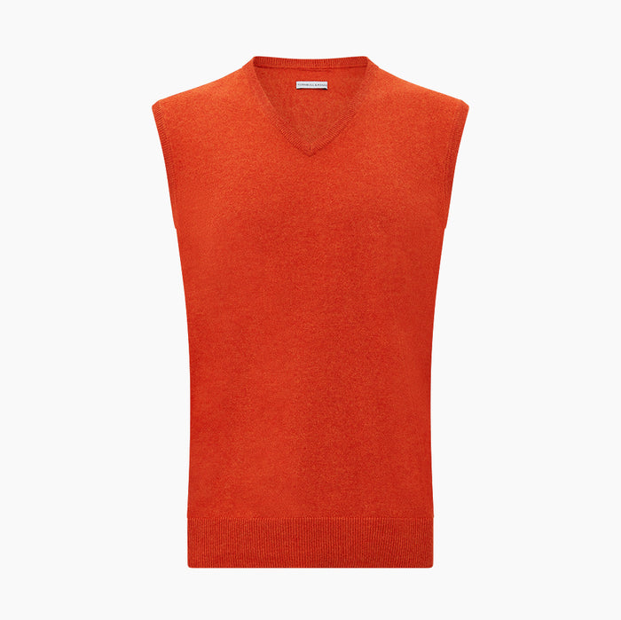 Red Orange Cashmere Sleeveless Vest Image 3