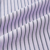View 6 of product The Turnbull & Asser Lilac Ticking Stripe Mayfair Shirt in Italian cotton features long sleeves, a classic collar and cuffs, and is shown on a white background.