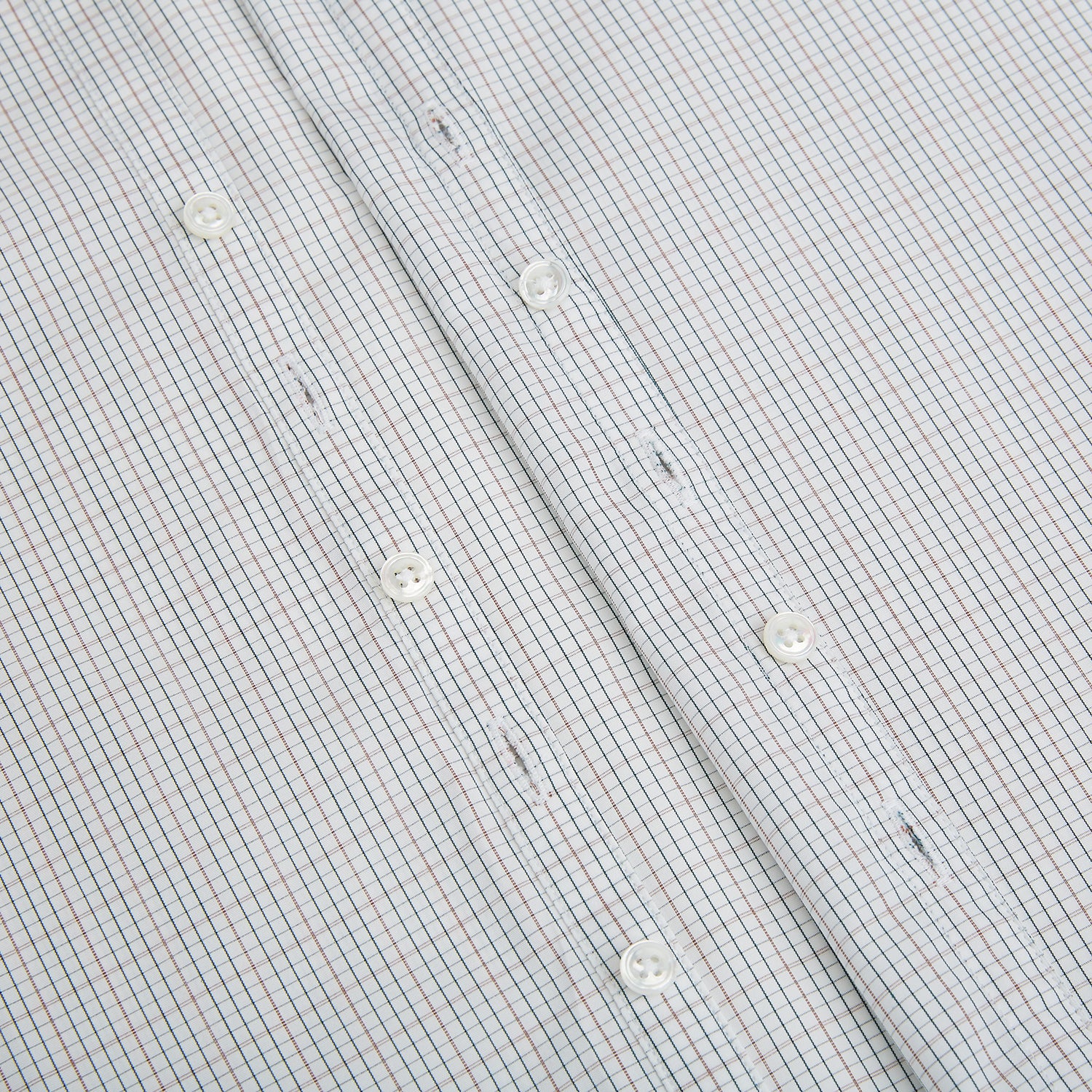 View 7 of product Turnbull & Asser's Forest Melange and Red Micro Check Windsor Shirt features a subtle check pattern, pointed collar, and white buttons—showcasing refined British craftsmanship.