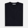 View 5 of product The Turnbull & Asser Navy Short-sleeve Fitted T-Shirt, featuring a simple crew neckline and no visible logos or designs, is shown from the front on a white background—ideal for smart casual looks.