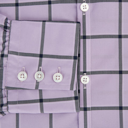 Lilac Grid Check Windsor Shirt Image 3