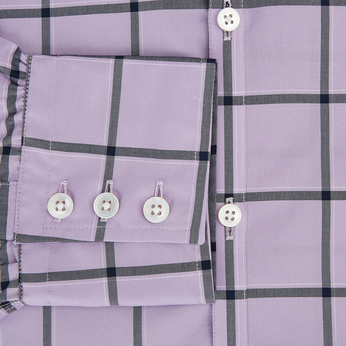 Lilac Grid Check Windsor Shirt Image 3