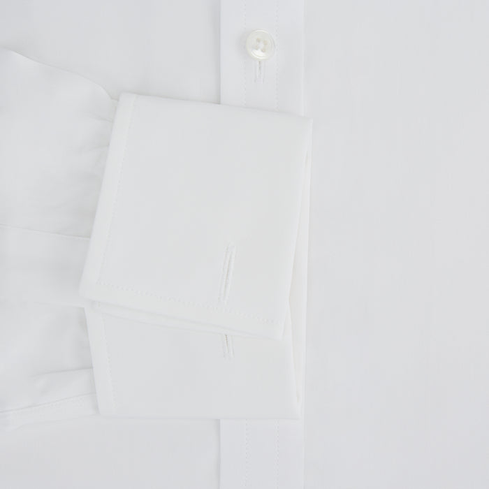 Plain White Cotton Shirt with T&A Collar and Double Cuffs Image 2