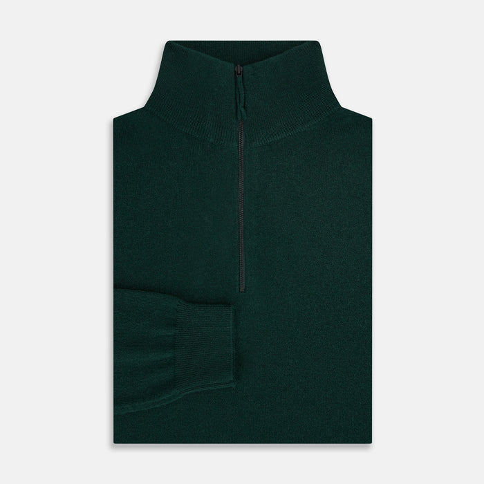 Forest Green Half-Zip Cashmere Jumper Image 3