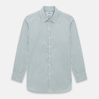 OLIVE & SAGE GREEN MULTI TRACK STRIPE WESTMINSTER SHIRT