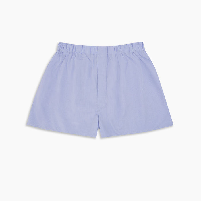 Blue Fine Check Cotton Sea Island Quality Boxer Shorts Image 2
