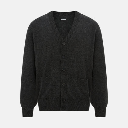 Dark Grey Melange Cashmere Cardigan