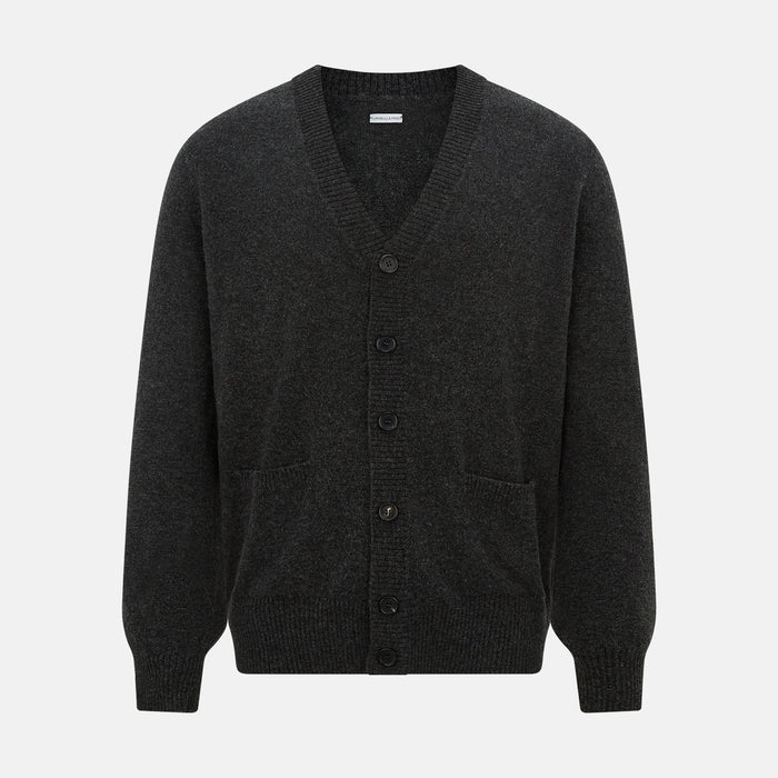 Dark Grey Melange Cashmere Cardigan