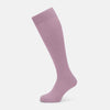 View 1 of product A single, knee-high Rose Long Sock by Turnbull & Asser, in light purple ribbed mercerised cotton, is displayed upright on a plain white background.