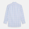 View 5 of product The Turnbull & Asser Pink and Light Blue Check Cotton Regular Fit Mayfair Shirt features long sleeves, buttoned cuffs, a T&A collar, and is shown laid flat on a white background.