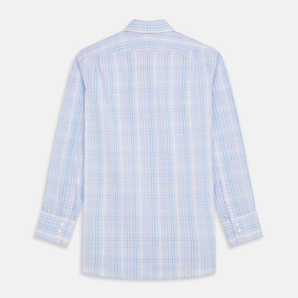 Pink and Light Blue Check Cotton Regular Fit Mayfair Shirt Image 4