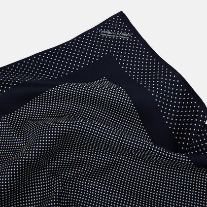 Navy and White Dot Silk Pocket Square Image 1