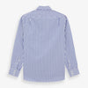 View 3 of product The Turnbull & Asser Tailored Fit Blue and White Candy Stripe Shirt, featuring a Kent collar and 3-button cuffs, is displayed neatly on a white background.