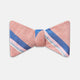 The Thistle-Petersham-Double End Bow Tie by Turnbull & Asser features a pink base with diagonal blue, white, and navy stripes—a versatile accessory perfect for any gentleman's wardrobe.