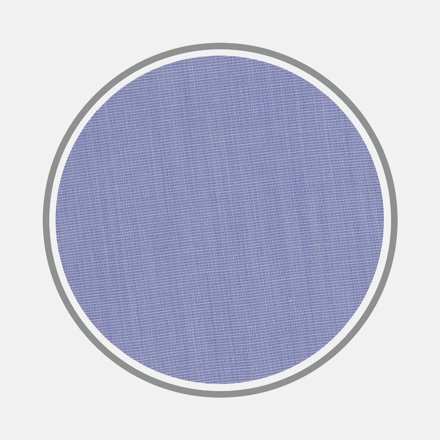 View 1 of product A close-up of Turnbull & Asser's Blue End-on-End Sea Island Quality Cotton Fabric, framed by a circular gray and white border on a plain white background.