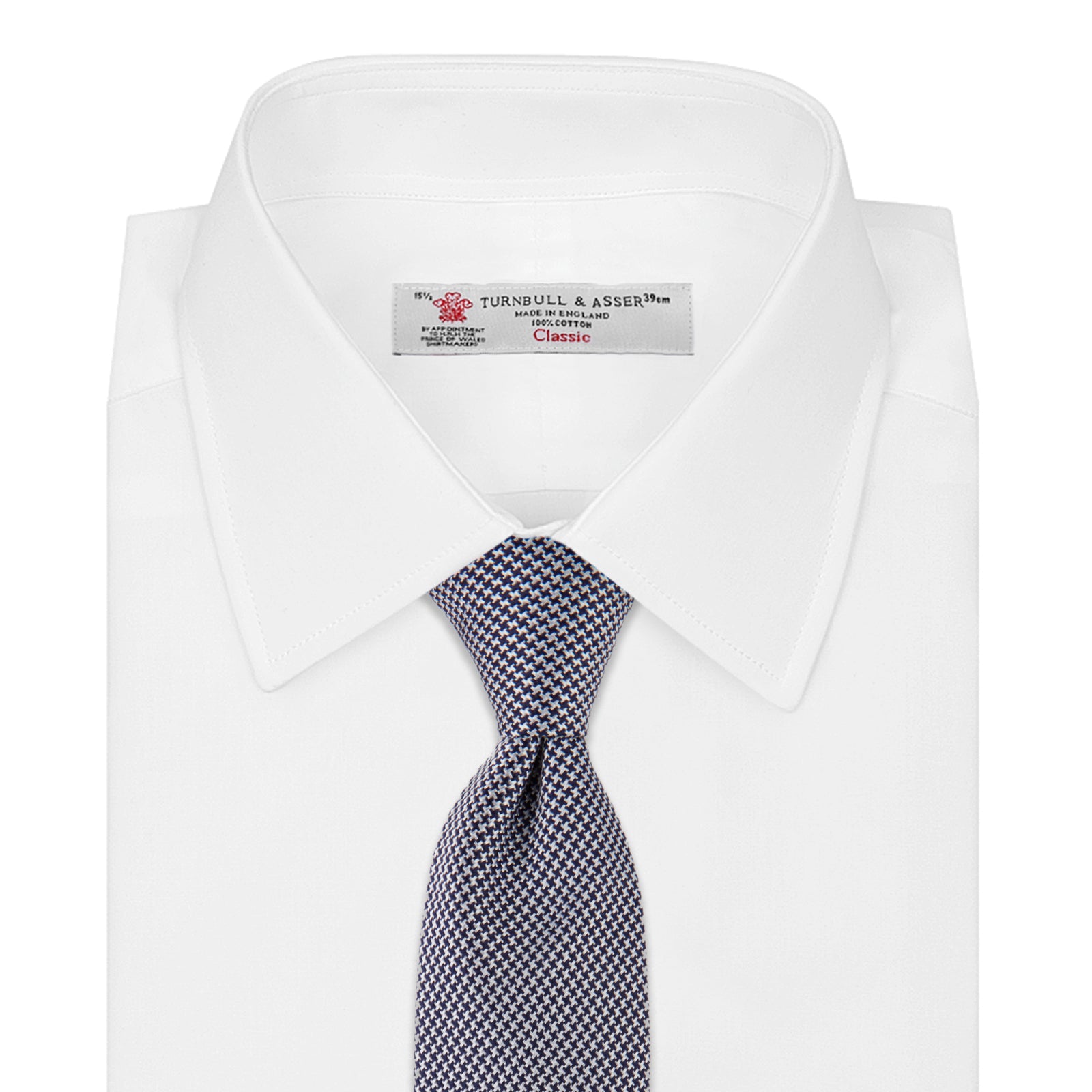 View 2 of product Seven-Fold Navy & White Houndstooth Silk Tie