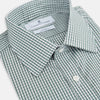 View 2 of product The Turnbull & Asser Green Fine Check Mayfair Shirt, crafted from fine Italian cotton with a pointed collar and buttoned cuffs, is shown laid flat on a white background.