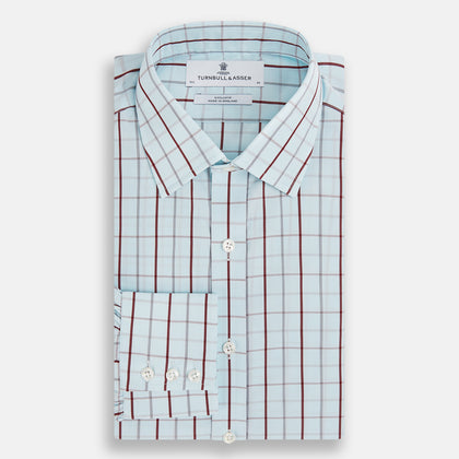 Burgundy Combination Check Mayfair Shirt Image 4