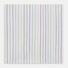 View 3 of product The Green Multi Double Pinstripe Hand-Rolled Handkerchief by Turnbull & Asser features a white fabric with thin pink, yellow, blue, and green pinstripes and hand-rolled edges, displayed against a plain background.