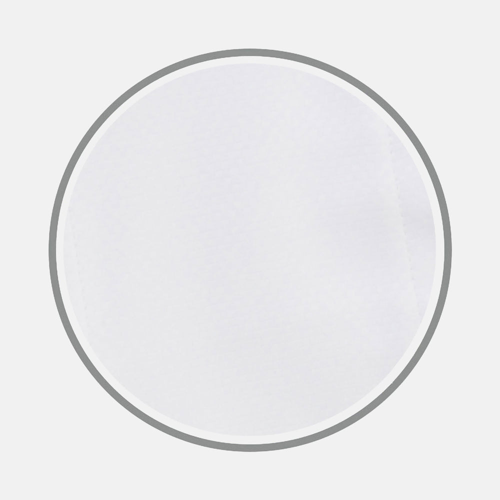 A close-up of Turnbull & Asser's White Mini Square Cotton Fabric is shown within a gray circular border on a light gray background.