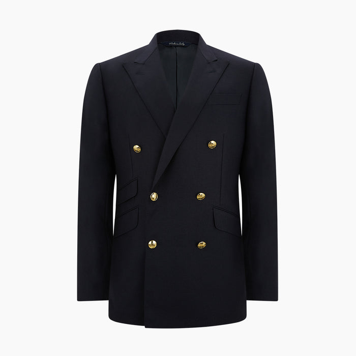 Long Navy Double Breasted Classic Blazer Image 4
