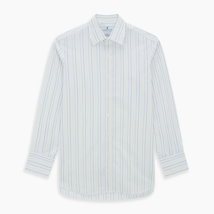 Navy and Yellow Wide Pinstripe Mayfair Shirt Image 6