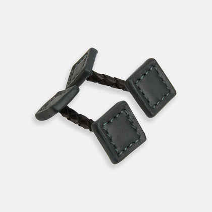 Forest Green Leather Cufflinks