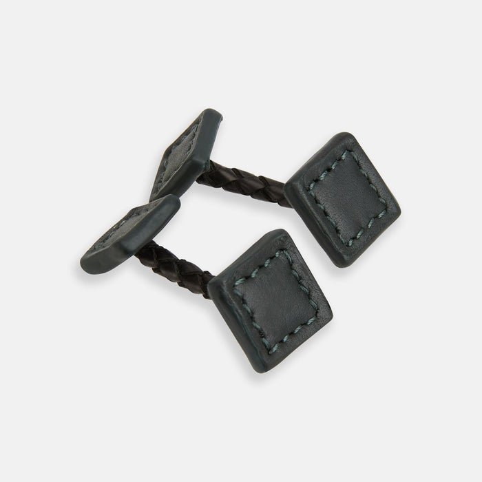 Forest Green Leather Cufflinks