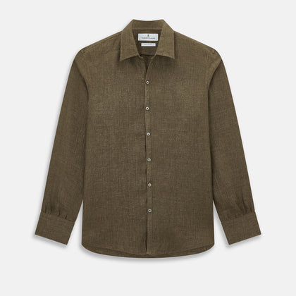 Olive Linen Windsor Shirt