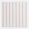 View 3 of product The Turnbull & Asser Coral Track Stripe Hand-Rolled Handkerchief features evenly spaced vertical coral stripes bordered by thin gray lines, finished with hand-rolled edges and displayed neatly folded on a white background.