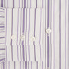 View 4 of product The Purple Multi Stripe Mayfair Shirt by Turnbull & Asser is a long-sleeve, collared button-up featuring vertical blue and purple stripes on white, ideal for formal occasions. The shirt is neatly displayed flat against a white background.