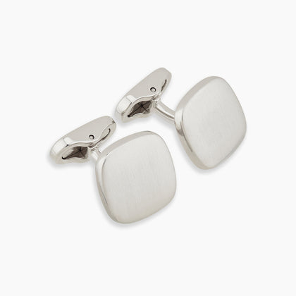 Brushed Silver Rounded Square Cufflinks Image 3