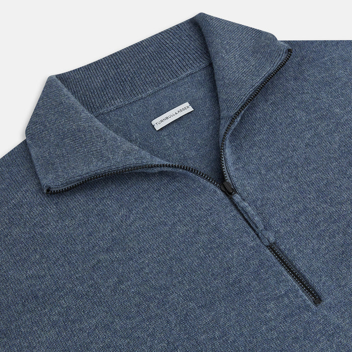 Blue Melange  Half-Zip Cashmere Jumper Image 1