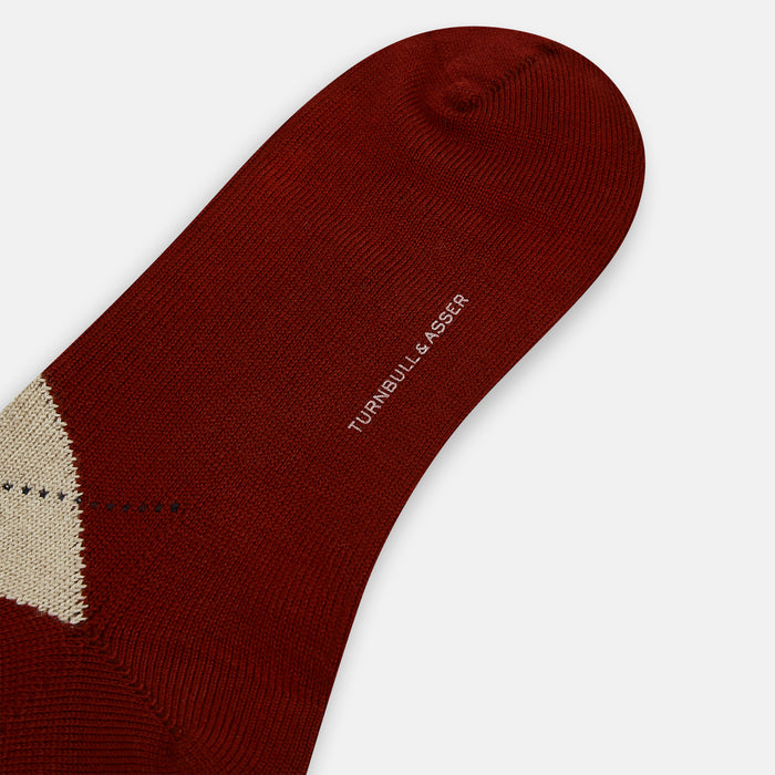 Burgundy Wool Check Mid-Length Socks Image 2