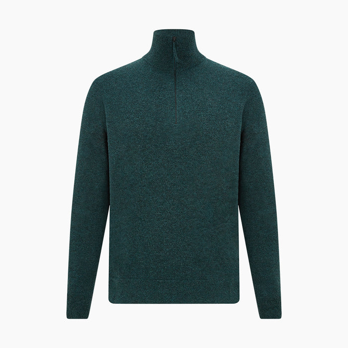 Forest Green Melange Half-Zip Cashmere Jumper Image 4