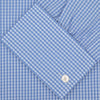 View 2 of product The Turnbull & Asser Blue and White Check Shirt features a T & A collar, double cuff, small check pattern, and white buttons—crafted from soft cotton for timeless style.