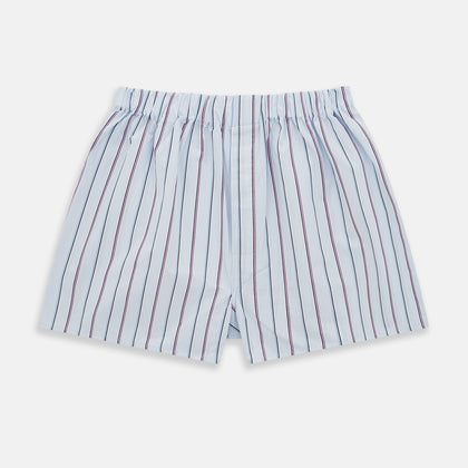 Pale Blue And Pink Multi Stripe Godfrey Boxer Shorts