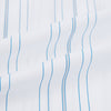 View 6 of product The Turnbull & Asser Pale Blue Multi Stripe Shirt features thin vertical stripes, a contrast collar, and double cuffs, displayed on a plain light background.