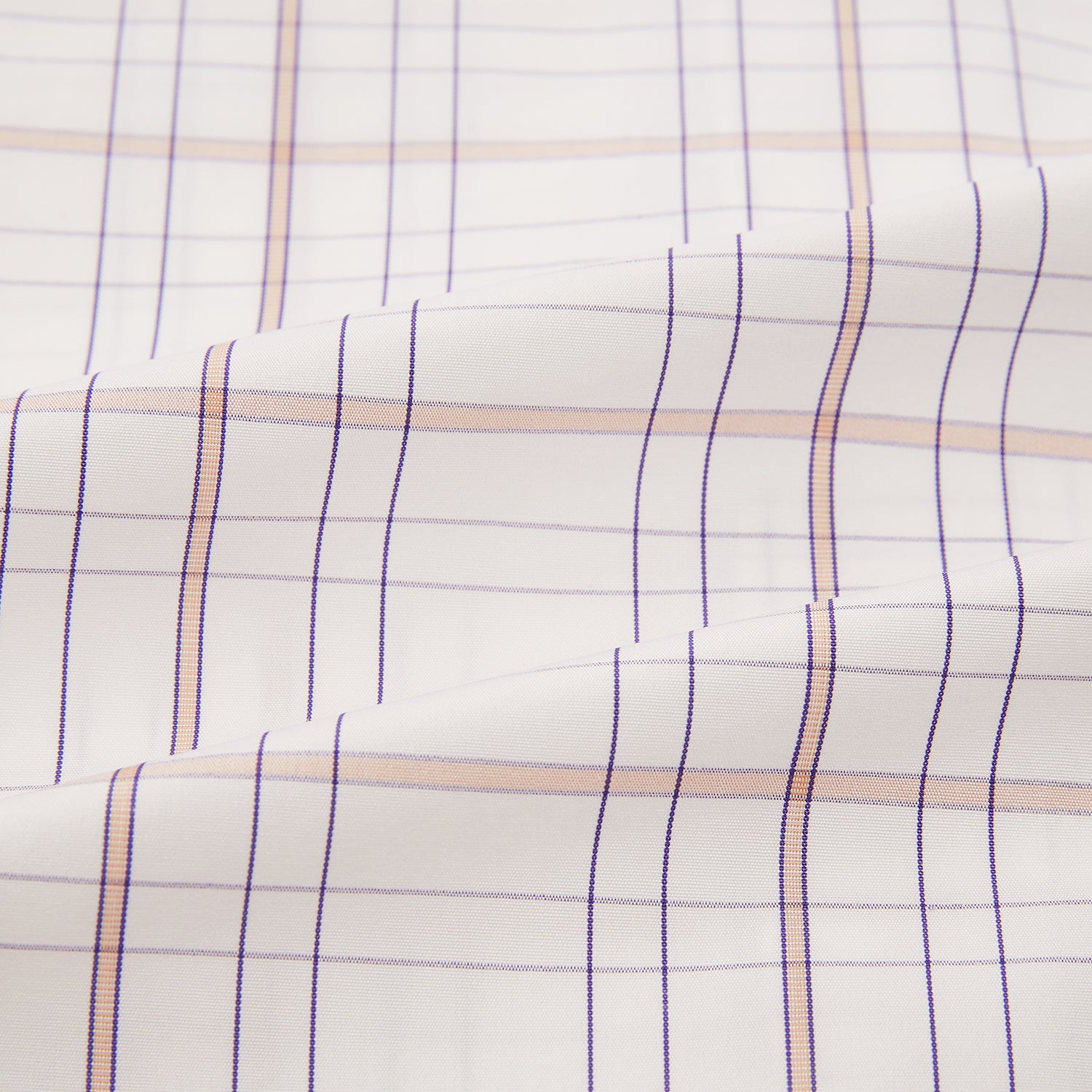 View 6 of product Turnbull & Asser’s Purple and Rose Multi Check Mayfair Shirt features a long-sleeve British design with a white base and purple and rose checks, shown on a plain white background.