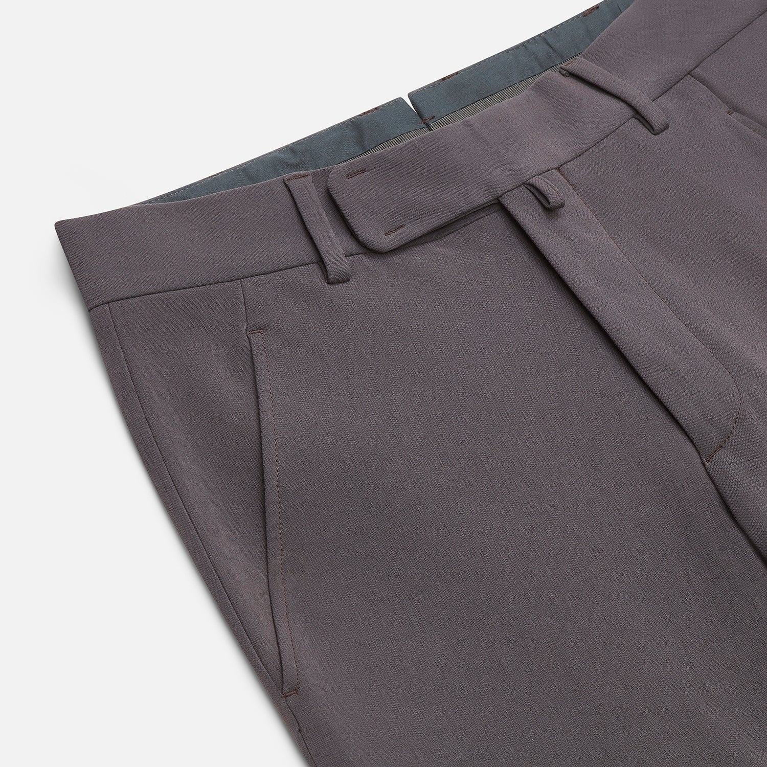 View 2 of product The Charcoal James Trouser by Turnbull & Asser features a straight-leg cut, belt loops, side pockets, and a front zipper—expertly tailored for elegant versatility, shown on a plain white background.
