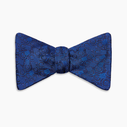 Electric Blue Motif Silk Bow Tie Image 3