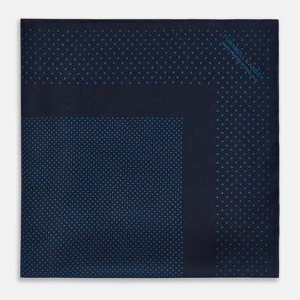 Navy and Blue Dot Silk Pocket Square Image 2