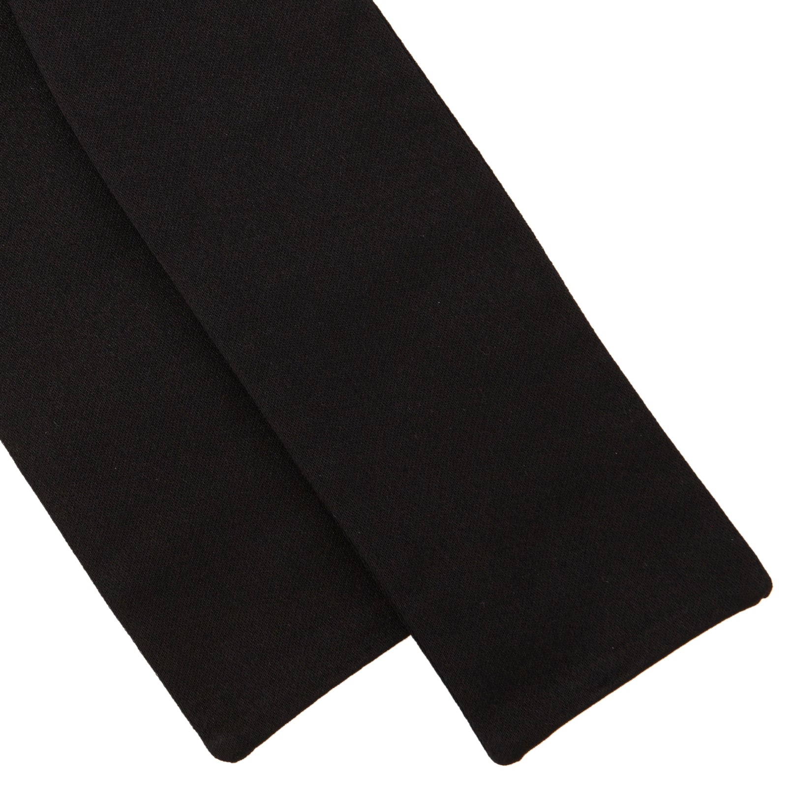 View 4 of product The Turnbull & Asser Black Batwing Satin Bow Tie features a smooth, matte finish and is neatly tied on a plain white background—ideal for formal occasions.