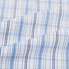 View 6 of product The Turnbull & Asser Blue and Navy Multi Check Mayfair Shirt features a classic T&A collar and long sleeves, with a blue multi-check pattern on white, neatly displayed against a plain white background.