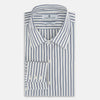 View 5 of product The Sapphire Blue Multi Track Stripe Westminster Shirt by Turnbull & Asser features a turnbull collar and vertical stripes, elegantly displayed flat against a white background—an ideal example of British craftsmanship.