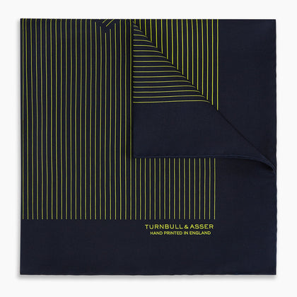 Navy and Yellow Stripe Silk Pocket Square Image 4