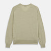 View 3 of product A light green Kennedy Merino V-neck jumper by Turnbull & Asser is laid flat on a white background. This knitwear piece features ribbed cuffs and hem, offering a simple, classic design ideal for any wardrobe.