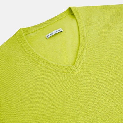 Lemon Green Cashmere V-neck Jumper Image 1