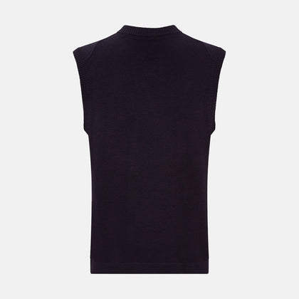 Dark Purple Fine Merino V-Neck Vest Image 2