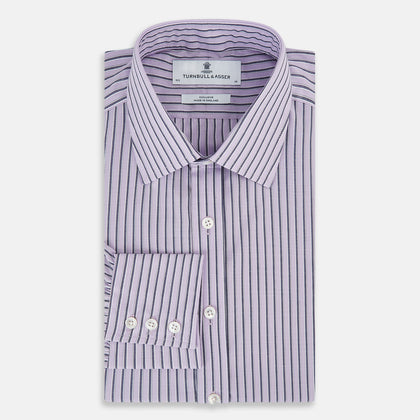 Lilac Ticking Stripe Mayfair Shirt Image 4
